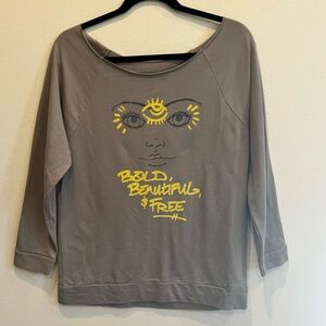 Human unlimited, cut out neck, slouchy, three-quarter sleeve sweatshirt